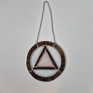 AA Recovery Symbol Stain Glass Suncatcher on a Chain